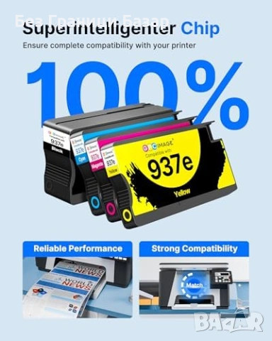 Нови 937e 937XL мастилени касети за HP OfficeJet Pro 9720e 9730e 4 броя, снимка 6 - Други стоки за дома - 53691386