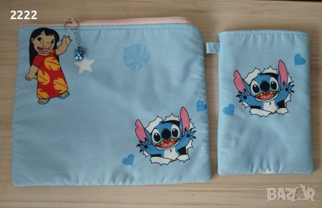  Текстилна папка ,голям несесер Стич за учебници , лаптоп и др., снимка 4 - Учебници, учебни тетрадки - 51692903