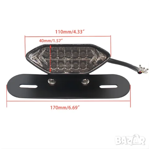 LED стоп 3 в 1 за мотоциклет с мигачи и осветление за номер, снимка 4 - Аксесоари и консумативи - 55866042