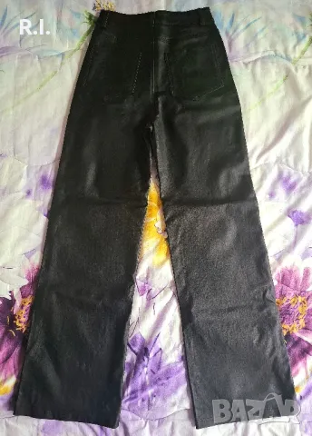 Дамски черни кожени дънки, снимка 2 - Дънки - 49705721