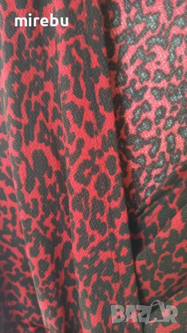 Червена рокля с леопардов принт, снимка 4 - Рокли - 52651285
