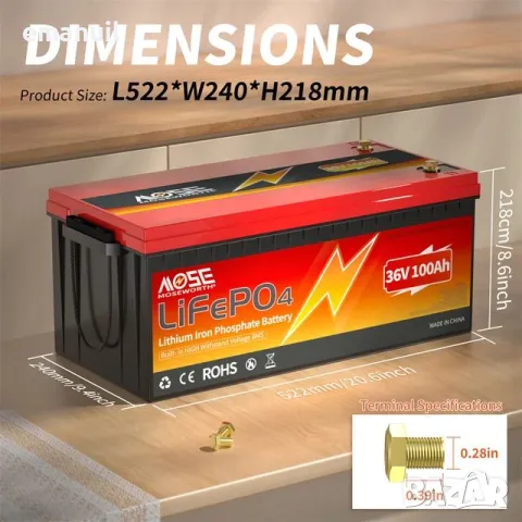 LiFePO4 12V 24V 36V 48V 6-300A UPS POWER BANK Aкумулатор кемпер солар, снимка 10 - Други машини и части - 45251978