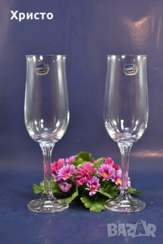 чешки кристал чаши за вино и шампанско, комплект 6 броя, 180 мл оригинални Бохемия, Bohemia Crystal