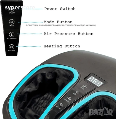 🦶 Shiatsu масажор за крака с подгряване Digital One SP01108, възстановява уморените или подути крак, снимка 2 - Масажори - 50767239