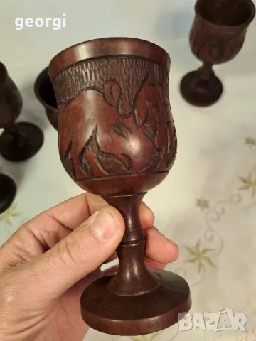 колекция абаносови африкански чаши  дърворезба 7/3, снимка 8 - Чаши - 49783827