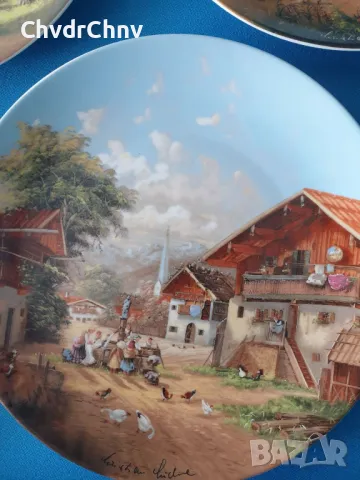 7бр Seltmann/ЗЕЛТМАН Бавария немска колекционерска декоративна порцеланова чиния-картина/пейзажи, снимка 4 - Вази - 48853195