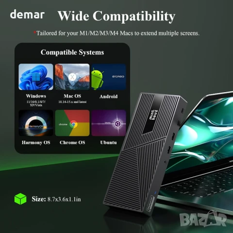 Докинг станция Minthouz DisplayLink за 3x4K/60HZ монитора 160W, 14 в 1, снимка 6 - Кабели и адаптери - 50574046