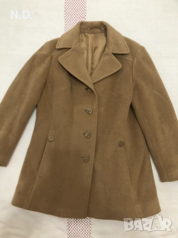 Дамско зимно вълнено/камширено бежево палто, размер М (44)
