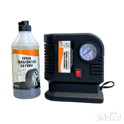 Комплект компресор за гуми с уплътнител 12V