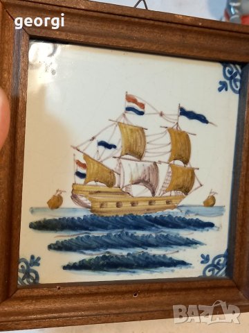 Холандско порцеланово пано за стена кораб   11/1, снимка 3 - Декорация за дома - 40835267