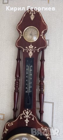 Голям стар барометър, хидрометър, часовник и термометър , снимка 3 - Други стоки за дома - 42344809