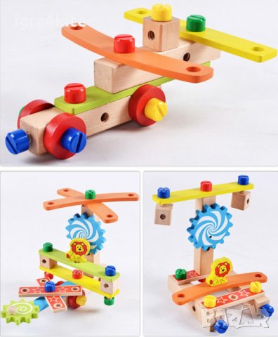 Дървено столче с врътки , конструктор 3в1 всички дървени играчки, снимка 6 - Конструктори - 34398435
