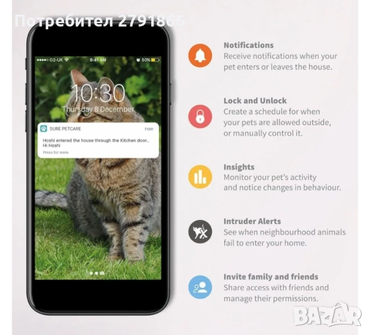 Sure Petcare SureFlap Врата за домашни любимци с микрочип, в комплект с Hub управление с приложение, снимка 4 - За котки - 52204006