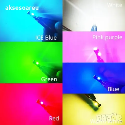  Нова T5 Led крушка 3SMD с 3030 чипове Супер ярки крушки за автомобилни табла Лампа на арматурното, снимка 14 - Аксесоари и консумативи - 50389893