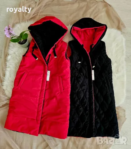 Дълъг двулицев дамски елек със силиконова вата Различни цветове , снимка 14 - Елеци - 49269385