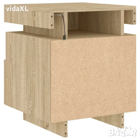 vidaXL Нощно шкафче с LED осветление, дъб сонома, 40x39x48,5 см, снимка 7 - Шкафове - 56148109