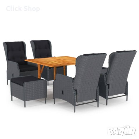 Градински трапезен комплект, 7 части, тъмносив, снимка 1
