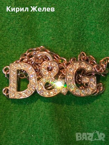 D&G ЕФЕКТНО ФЕШЪН АРТ КОЛИЕ - БЛАГОРОДНА СТОМАНА с БЯЛА ПОЗЛАТА и БЛЕСТЯЩИ ФАСЕТИРАНИ КРИСТАЛИ 70891