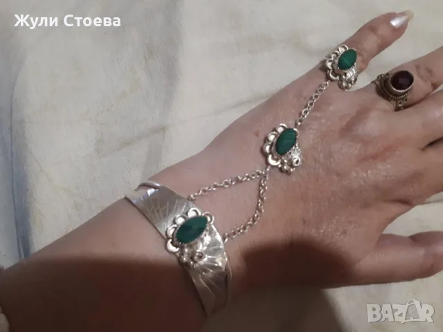 Сребърна гривна с пръстен, снимка 3 - Гривни - 56149158