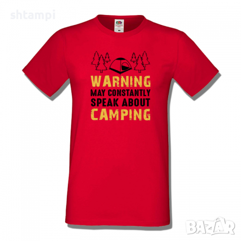 Мъжка тениска Warning May Constantly Speak About Camping,Къмпинг,Планина,Изненада,Подарък,Поход,Връх, снимка 3 - Тениски - 36355277