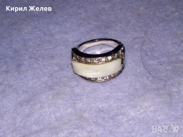 СТИЛЕН КРАСИВ СКЪПОЦЕНЕН АРТ ПРЪСТЕН НИКЕЛИРАНА БЛАГОРОДНА СТОМАНА с ЦИРКОНИ и БЯЛ АХАТ 30796, снимка 14 - Пръстени - 41682673