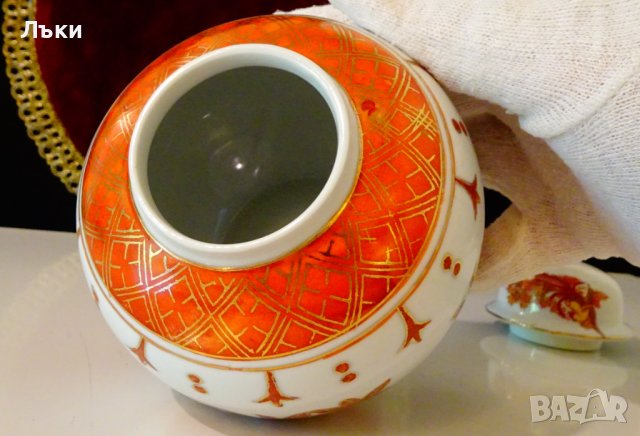 Старинна ваза,урна,буркан,китайски порцелан,злато. , снимка 5 - Вази - 42241294