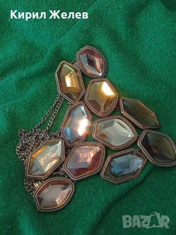 ЗЛАТИСТА ОГЪРЛИЦА с ФАСЕТИРАНИ КРИСТАЛИ 75101, снимка 5 - Колиета, медальони, синджири - 29771755