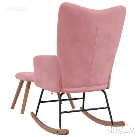 vidaXL Люлеещ се стол с табуретка, розов, кадифе, снимка 9 - Столове - 56146927