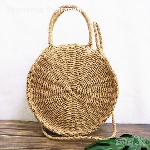 Стилна плетена дамска сламена Еко чанта