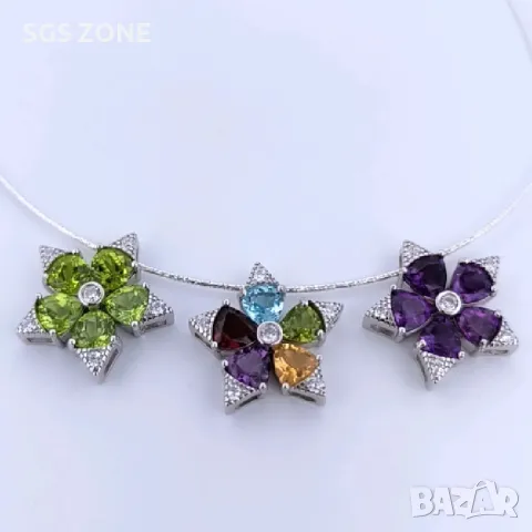 Сребърна Висулка с Естествени Камъни