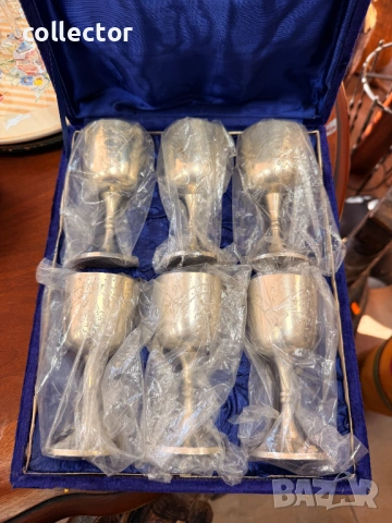 Комплект от шест посребрени чаши / бокал. №7852, снимка 2 - Антикварни и старинни предмети - 53444272