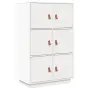 vidaXL Висок шкаф, бял, 67x40x108,5 см, борово дърво масив, снимка 1