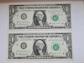 РЯДКИ USA СЕТ ОТ 2 БАНКНОТИ $ 1 ДОЛАР 1963B.ПОРЕДНИ НОМЕРА , снимка 1