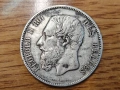 Белгия 5 франка 1869 СРЕБРО, снимка 1