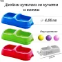 Двойни купички за кучета и котки. Двойна купичка за куче. Синя, розова, червена купичка., снимка 1