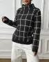 Дамски контрастен кариран пуловер с висока яка, 4цвята , снимка 15
