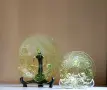 🌿🌱🍃 Старинна  фруктиера вазелиново ураново стъкло, снимка 4