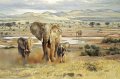 Африкански пейзаж със слонове, картина 