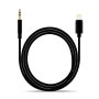 Аудио кабел за музика DE-42ia, iPhone, Apple lightning(м)/3,5mm JACK(м), Черен, 1m