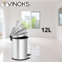 Кофа за смет с педал Vinoks, 3/5/8/12 л.бавно затваря, инокс, снимка 8