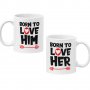 Комплект чаши за влюбени Born To Love Him Her, снимка 1 - Романтични подаръци - 35737670