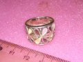 ФЛОРАЛЕН ЕМАЙЛИРАН СРЕБЪРЕН ПРЪСТЕН СРЕБРО 925 АНГЛИЙСКИ СТАРА РЪЧНА ИЗРАБОТКА 41844, снимка 4