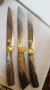 Красив стоманен нож с рог и месинг, снимка 1 - Антикварни и старинни предмети - 36198521
