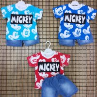 Комплект от дънкови панталонки и тениска "Мики Маус", снимка 2 - Детски комплекти - 41290906