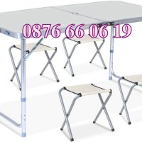 Къмпинг сгъваема маса с 120х60 см с 4 бр. столчета, градинска маса, снимка 1 - Къмпинг мебели - 41522738
