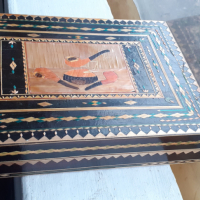 Страхотна дървена кутия за лули с интарзии - лула, кутия, снимка 2 - Антикварни и старинни предмети - 44657855