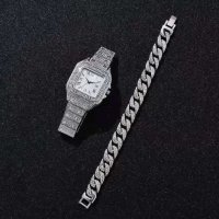 Комплект часовник с верижка, снимка 2 - Мъжки - 41637709