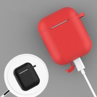 Силиконов кейс за безжични слушалки AirPods Pro, AirPod 3  - червен цвят, снимка 1 - Други - 36021968