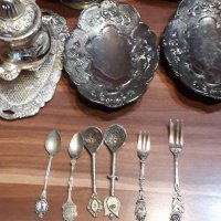 Старинни  посребрени  и сребърни прибори и съдове, снимка 1 - Други ценни предмети - 35708040