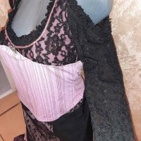 Комплект от дантела-пола и блузка в розово, снимка 5 - Рокли - 35842241